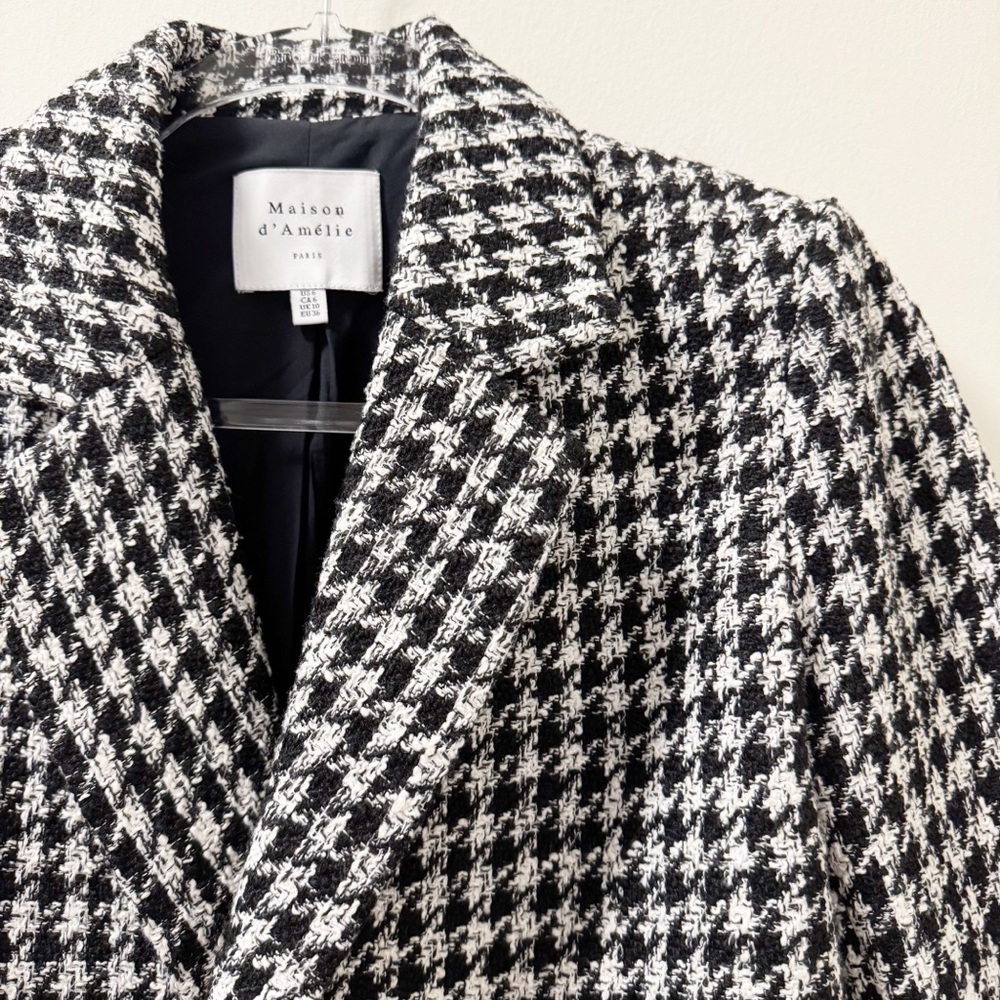 Maison D’Amelie Cropped Houndstooth Blazer - Size 6 - Picture 2 of 4